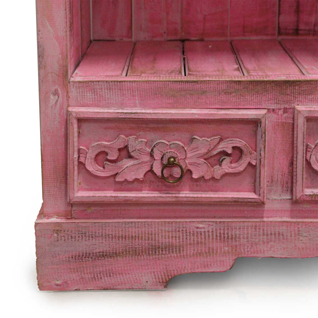 a pinkwash albasia wood ornate bathroom cabinet - drawer detail