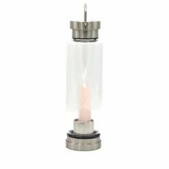 A rose quartz obelisk, crystal infused water bottle
