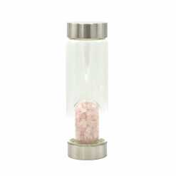 An rose quartz crystal infused water bottle