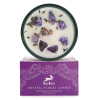 Hop Hare candle with crystals, dry flowers and purple packaging