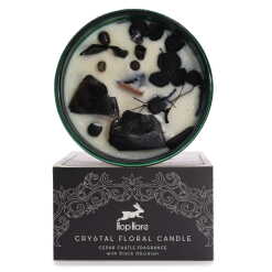 Hop Hare candle with crystals, dry flowers and black packaging