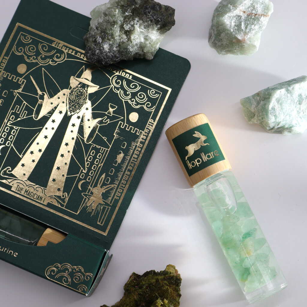 Hop Hare essential oil roll-on with green aventurine infusion