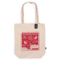 hop hare tote bag with a red I am Loved motif