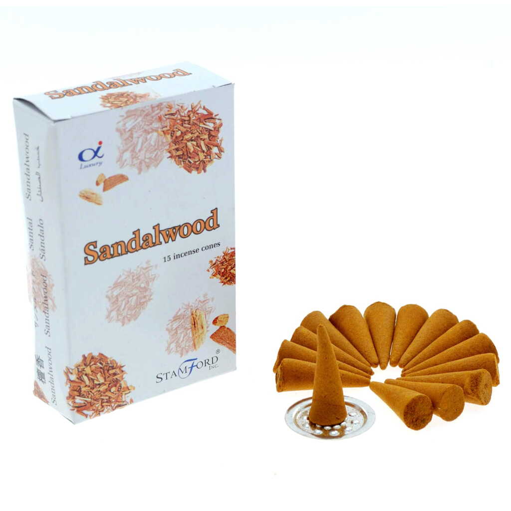 a box of Stamford premium incense cones - sandalwood