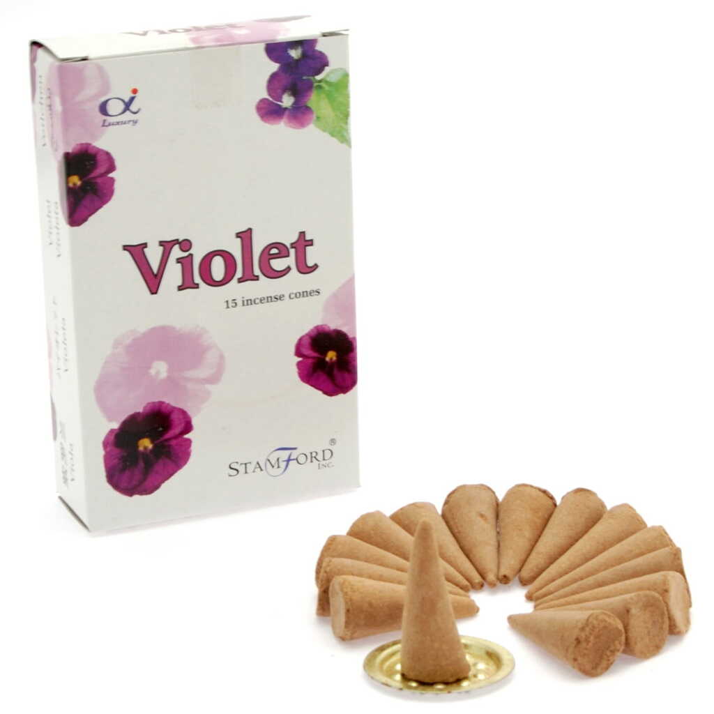 a box of Stamford premium incense cones - violet