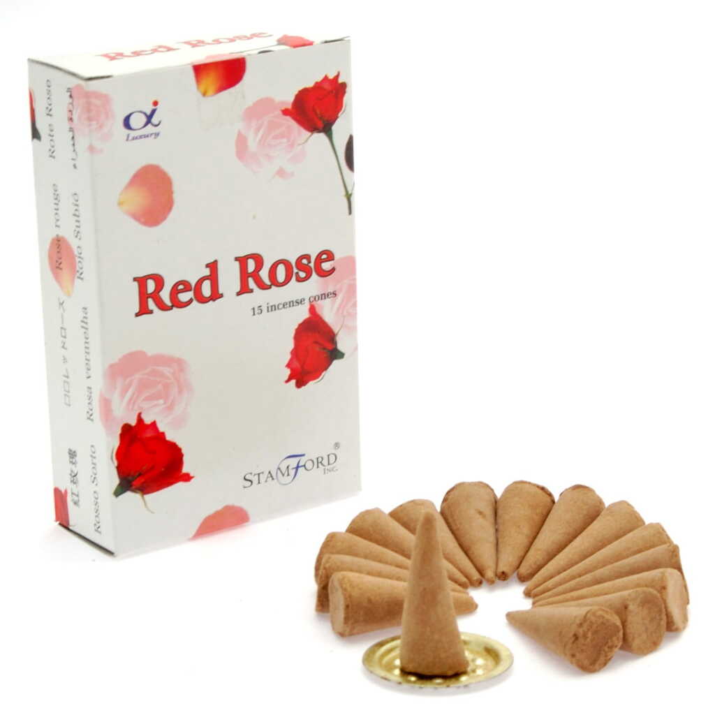a box of Stamford premium incense cones - red rose