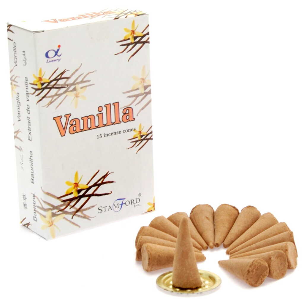 a box of Stamford premium incense cones - vanilla