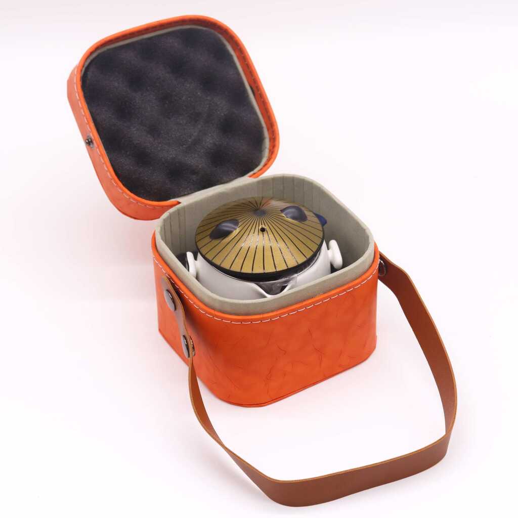 kung fu panda themed teapot set orange travel case