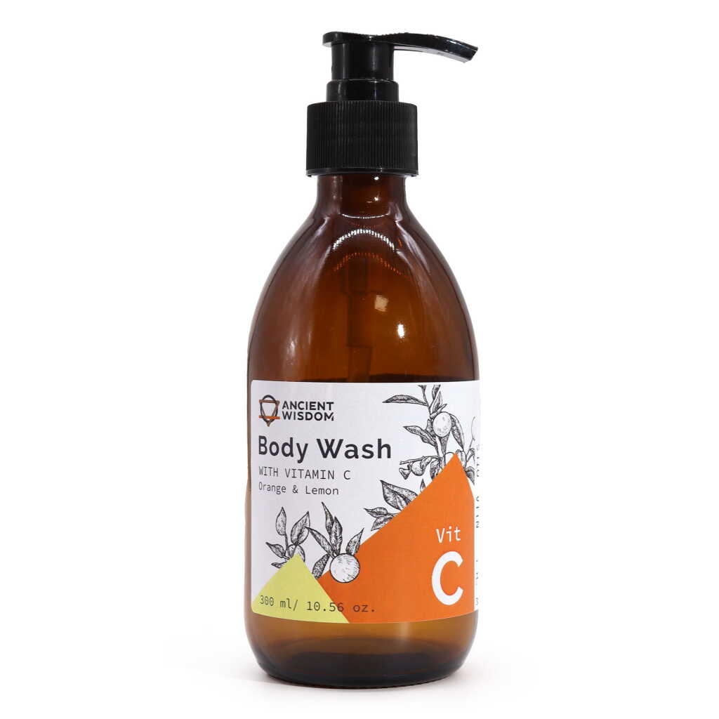 Vitamin C Body Wash in a squirty topped bottle.
