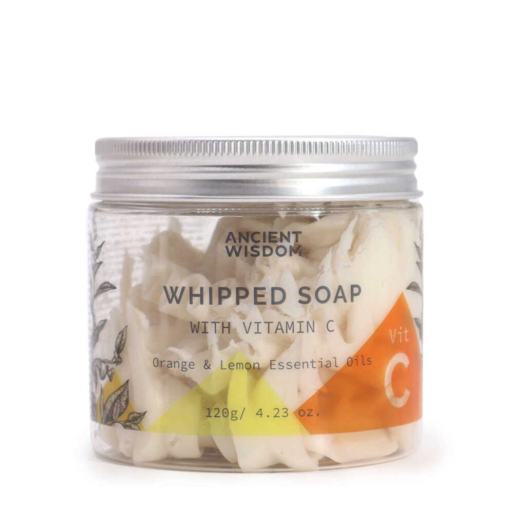 a container of vitamin c whipped soap