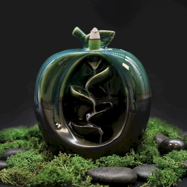 green ceramic apple backflow burner