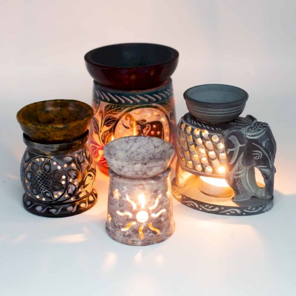a selection of soapstone oil burners