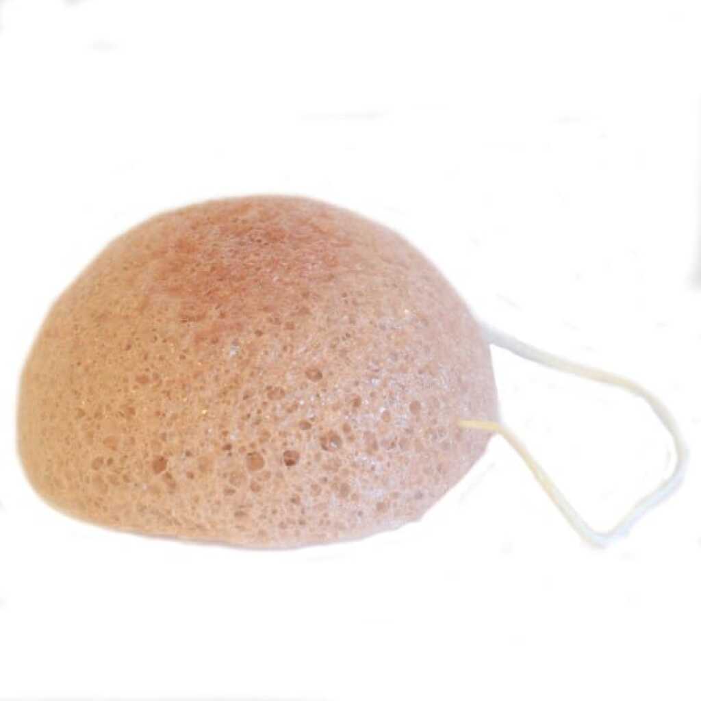 a rose coloured Japanese Konjac Sponge on a loop of string