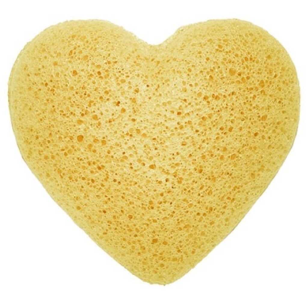 a heart-shaped Japanese Konjac Sponge in a peach colour