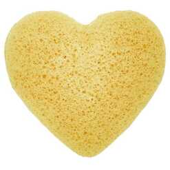 a heart-shaped Japanese Konjac Sponge in a peach colour