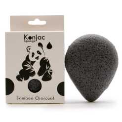 a teardrop konjac sponge - bamboo charcoal and black