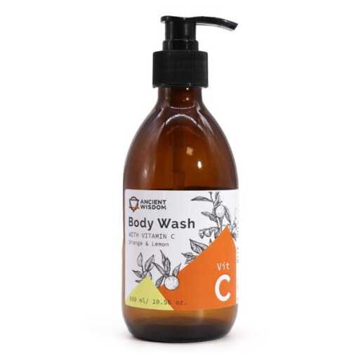 Vitamin C Body Wash in a squirty topped bottle.