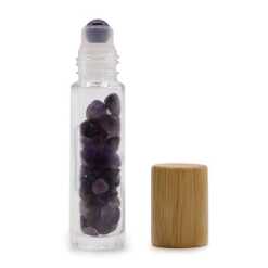 an aromatherapy gemstone roller bottle dispenser with amethyst