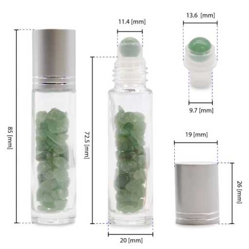 Gemstone Roller Bottle - Rose Quartz - Silver Cap - Image 4