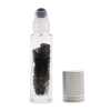 an aromatherapy gemstone roller bottle dispenser with black tourmaline and a silver cap