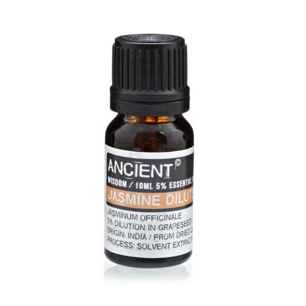 a 10ml bottle of jasmine essential oil diluted with grapeseed oil