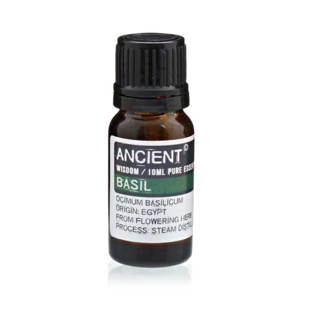 a 10ml essential oil bottle of basil oil