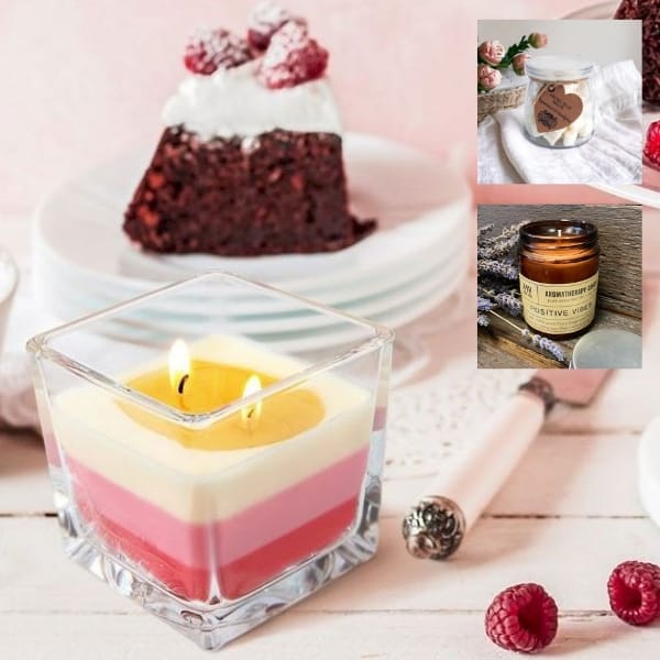 a home fragrance tricolour scented candle with soywax candle inset