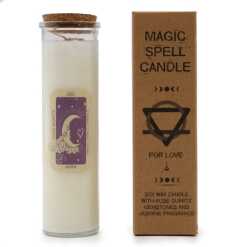 magic spell candle with Rose Quartz and Jasmine