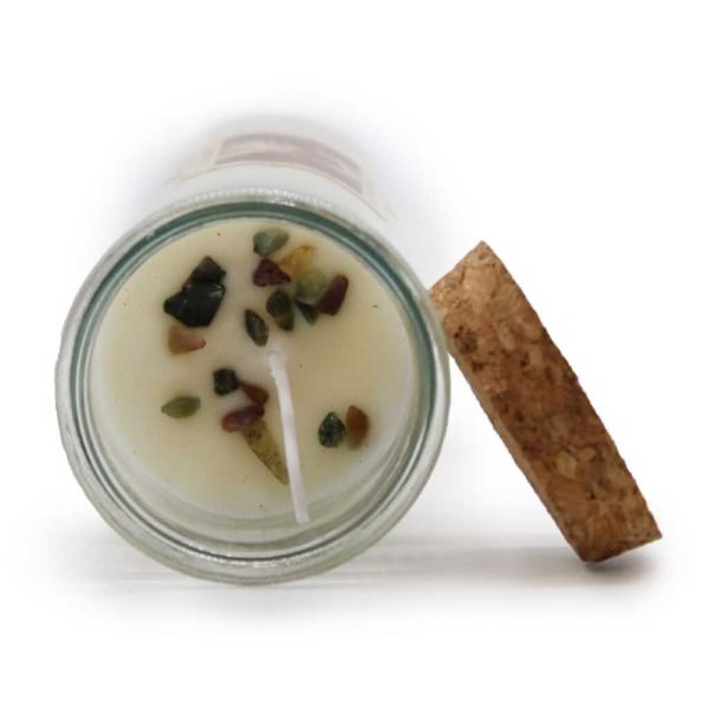 magic spell candle with Moss Agate and Velvet Moon - friendship