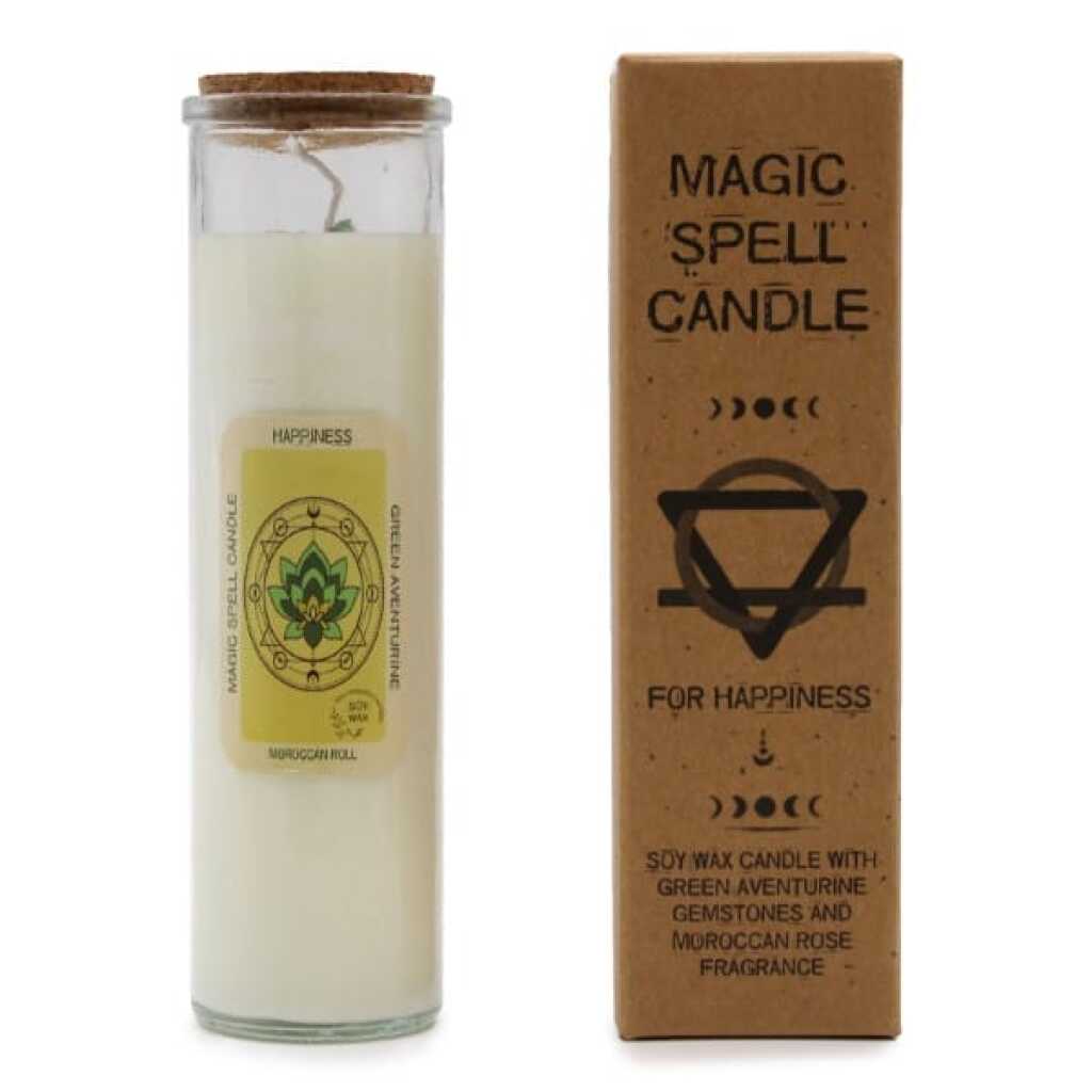 magic spell candle with Green Aventurine and Moroccan Rose - happiness
