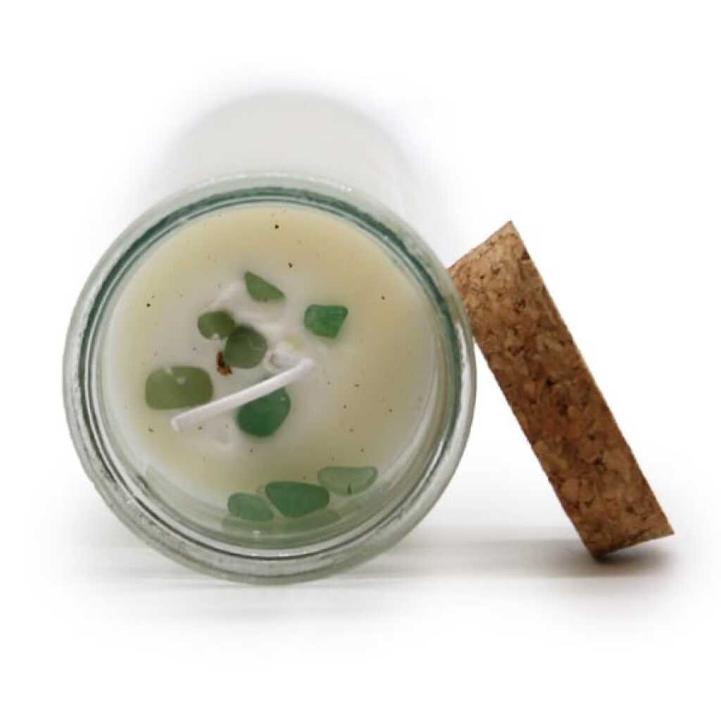 magic spell candle with Green Aventurine and Moroccan Rose - happiness