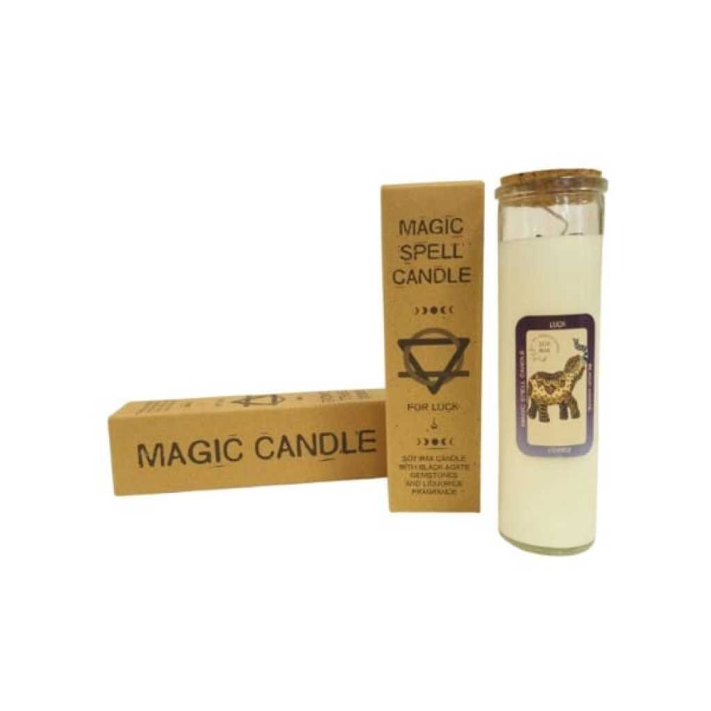 magic spell candle with Black Agate and Liquorice - luck