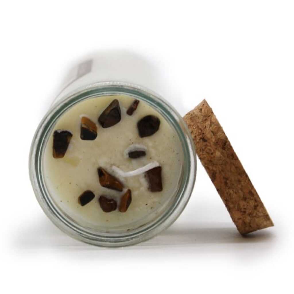 magic spell candle with Tiger Eye and Cinnamon - confidence