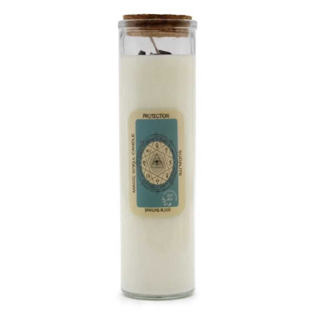magic spell candle with Sodalite and Dragons Blood - protection