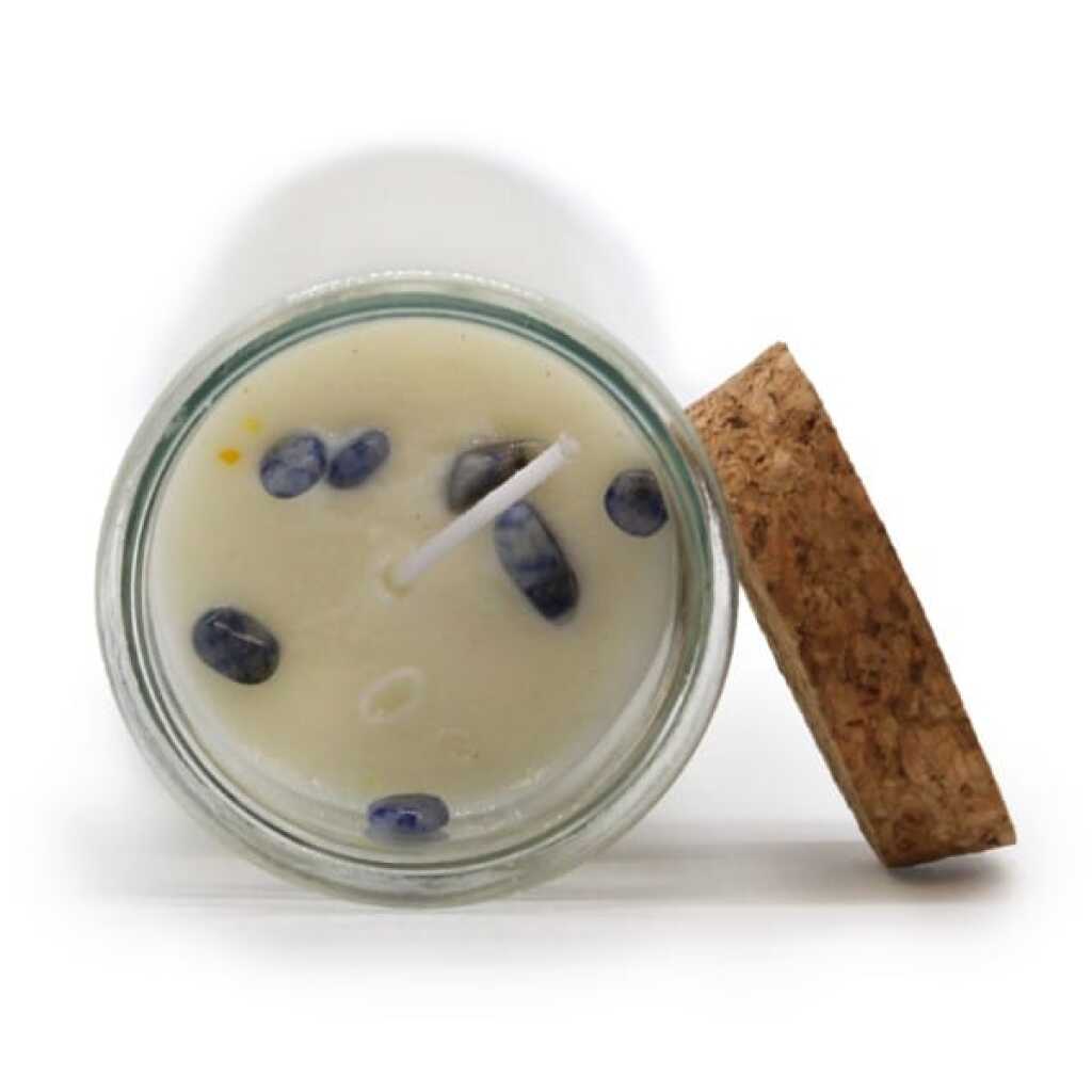 magic spell candle with Sodalite and Dragons Blood - protection