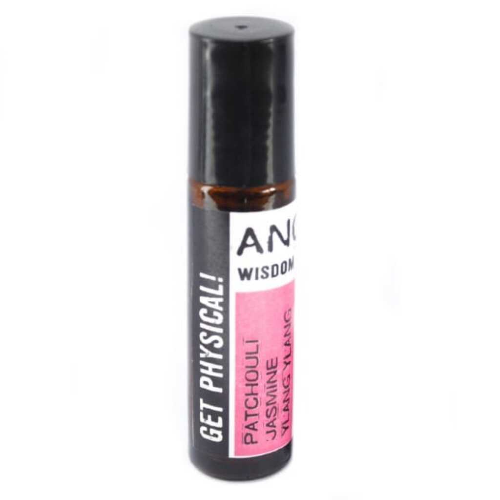 A 10ml roll-on dispensing bottle of blended essential oils -Get Physical!