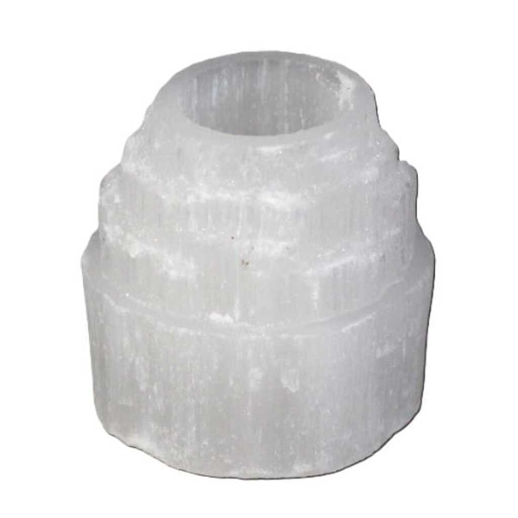 a selenite mountain top design candle holder for tealights