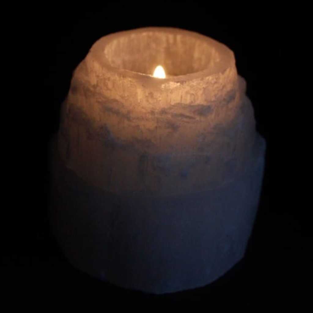 a selenite mountain top design candle holder for tealights