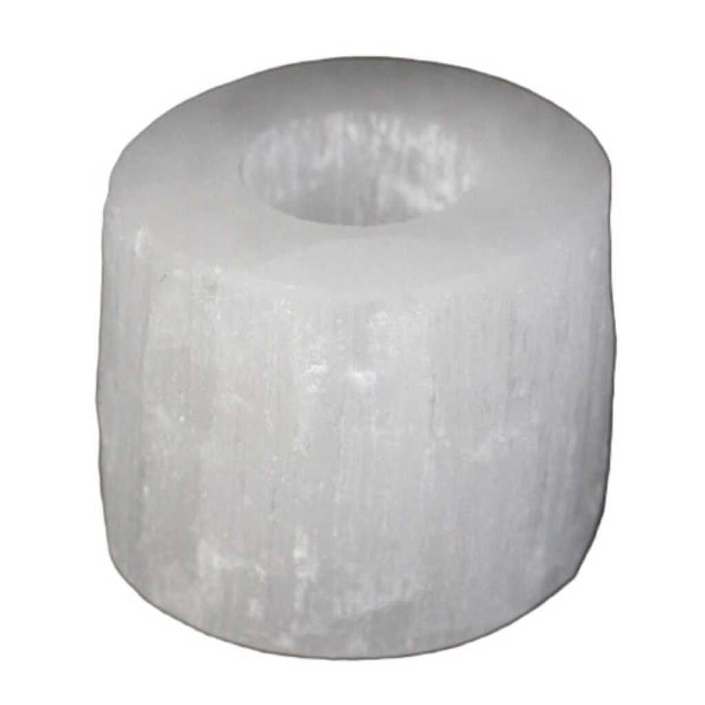 a selenite cylinder design candle holder for tealights