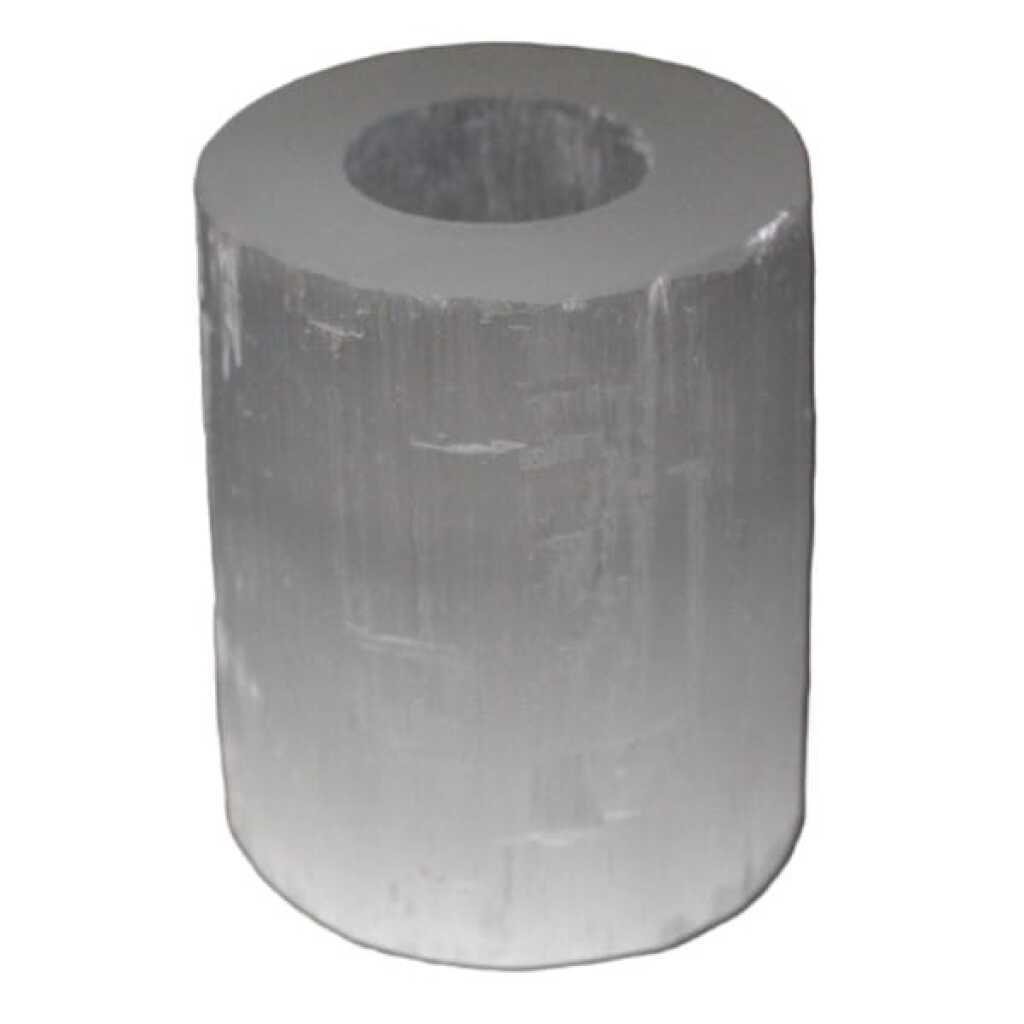 a selenite cylinder design candle holder for tealights