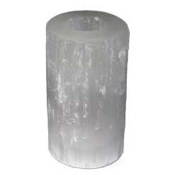 a selenite cylinder design candle holder for tealights