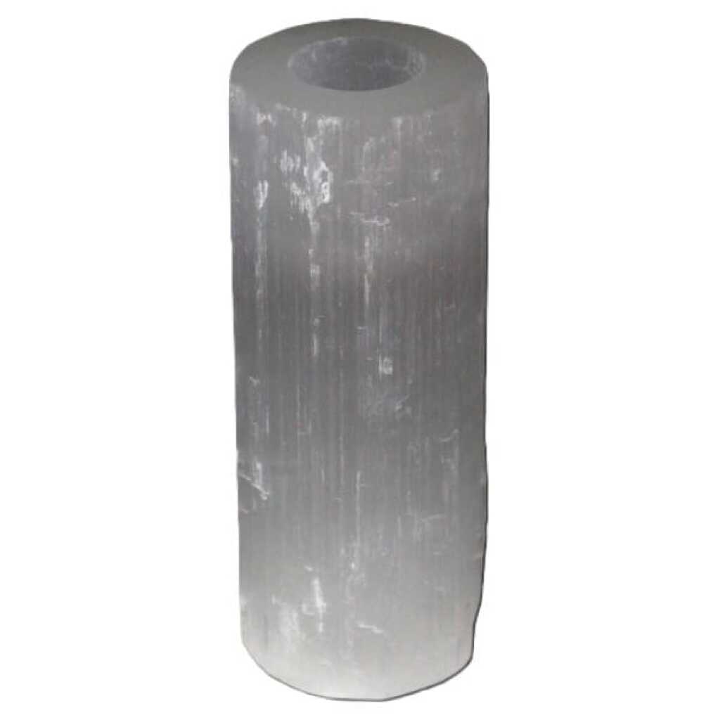 a selenite cylinder design candle holder for tealights