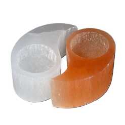 a selenite ying yang design candle holder for tealights