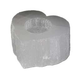 a selenite heart shape design candle holder for tealights