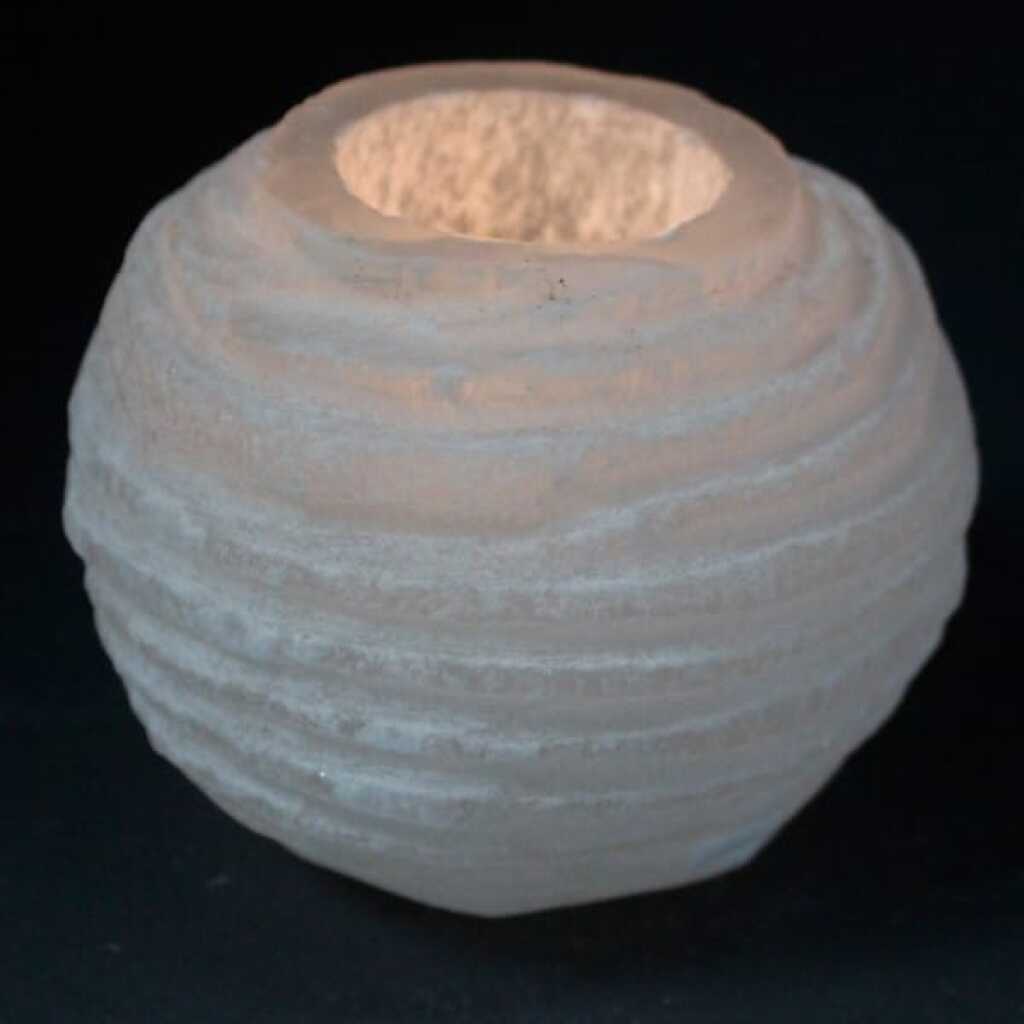 a selenite snowball shape design candle holder for tealights