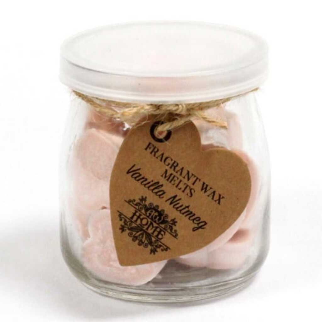 a jar of soy wax melts - vanilla nutmeg