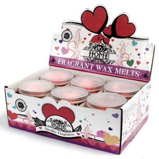 six jars of classic rose soy wax melts in a display box