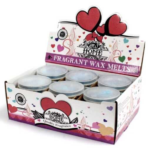 six jars of dewberry soy wax melts in a display box