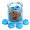 a jar of soy wax melts with four in front - dewberry