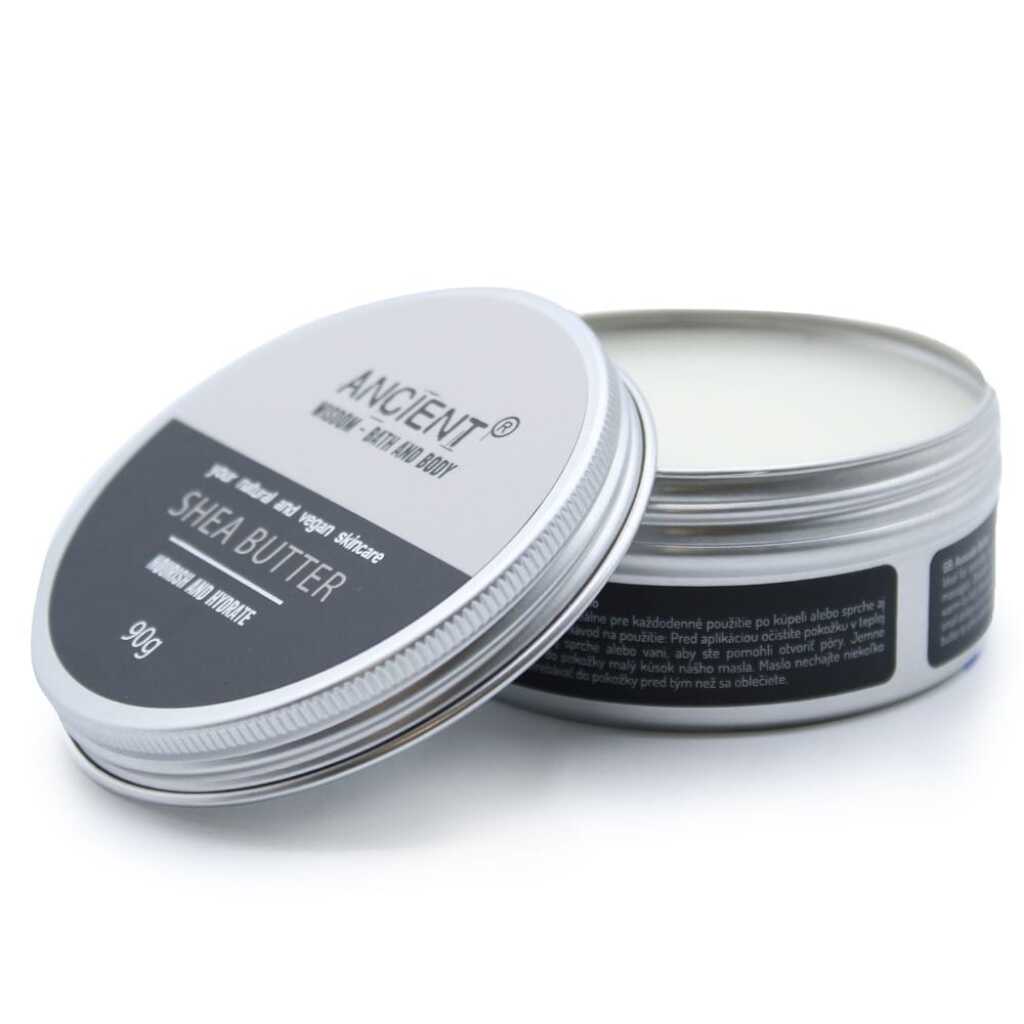 a round tin of shea butter - open